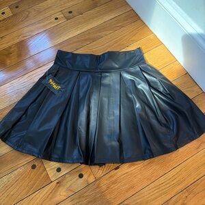 Spirit Black Faux Leather Skater Skirt